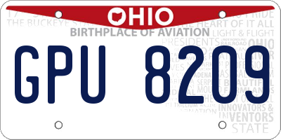 OH license plate GPU8209