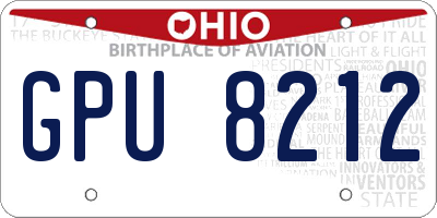 OH license plate GPU8212