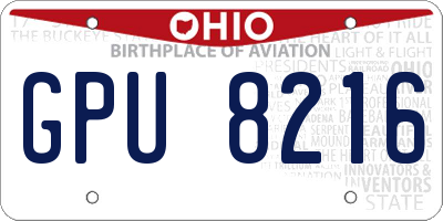 OH license plate GPU8216