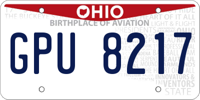 OH license plate GPU8217