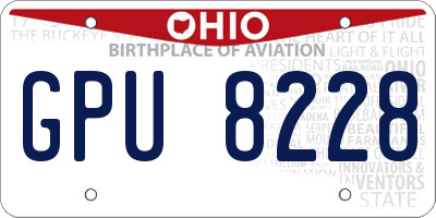 OH license plate GPU8228