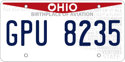 OH license plate GPU8235