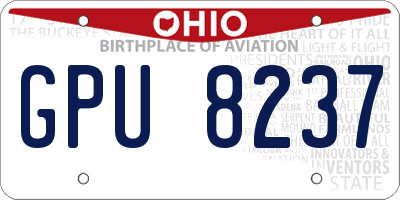 OH license plate GPU8237