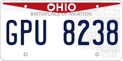 OH license plate GPU8238