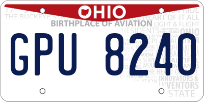 OH license plate GPU8240