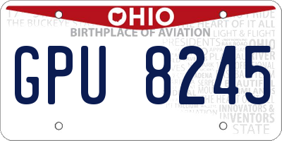 OH license plate GPU8245
