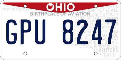 OH license plate GPU8247