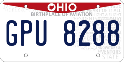 OH license plate GPU8288