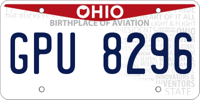 OH license plate GPU8296