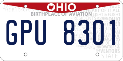 OH license plate GPU8301