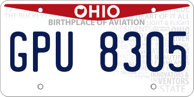 OH license plate GPU8305