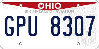 OH license plate GPU8307