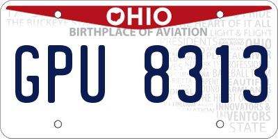 OH license plate GPU8313