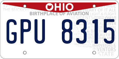 OH license plate GPU8315