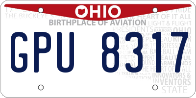 OH license plate GPU8317