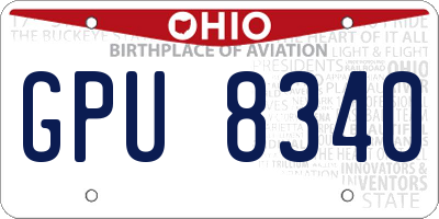 OH license plate GPU8340