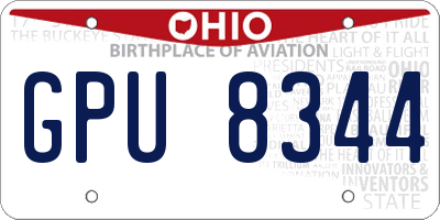OH license plate GPU8344