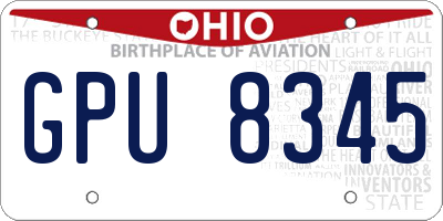 OH license plate GPU8345