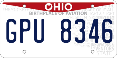 OH license plate GPU8346
