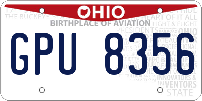 OH license plate GPU8356