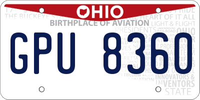 OH license plate GPU8360