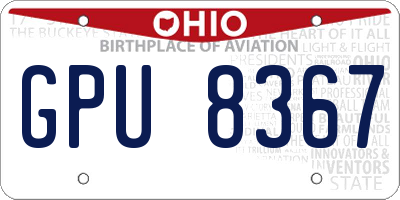 OH license plate GPU8367