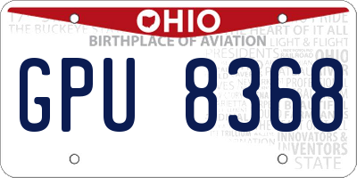 OH license plate GPU8368