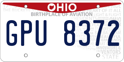 OH license plate GPU8372
