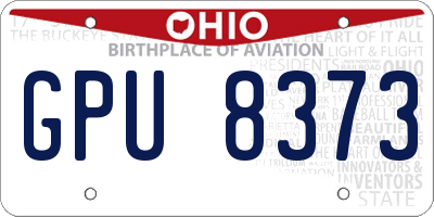 OH license plate GPU8373
