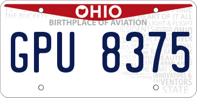 OH license plate GPU8375
