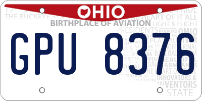 OH license plate GPU8376