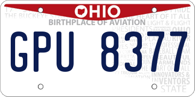 OH license plate GPU8377