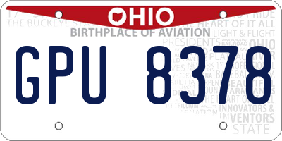 OH license plate GPU8378