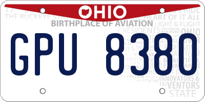 OH license plate GPU8380