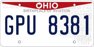 OH license plate GPU8381