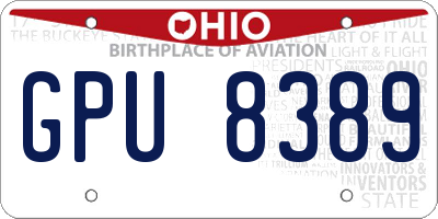 OH license plate GPU8389