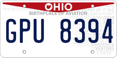 OH license plate GPU8394