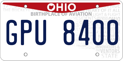 OH license plate GPU8400