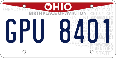 OH license plate GPU8401