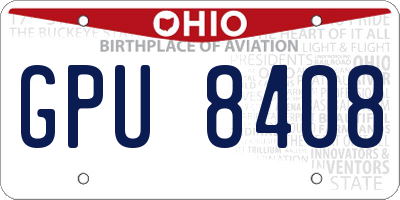 OH license plate GPU8408