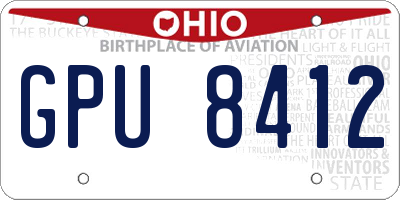 OH license plate GPU8412