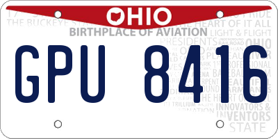 OH license plate GPU8416