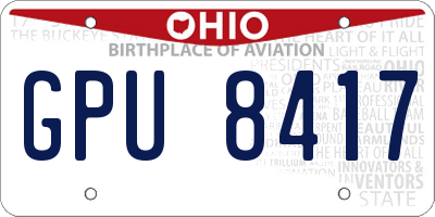 OH license plate GPU8417