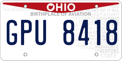 OH license plate GPU8418