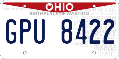 OH license plate GPU8422