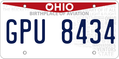 OH license plate GPU8434