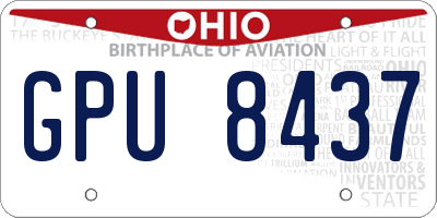 OH license plate GPU8437