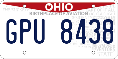 OH license plate GPU8438