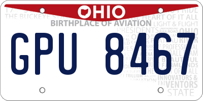 OH license plate GPU8467