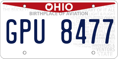 OH license plate GPU8477